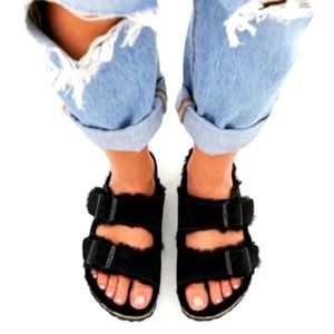 Birkenstock Arizona shearling sandal black 44